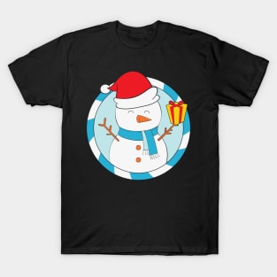 Cute Snow Man Santa Hat Christmas Gift T-Shirt